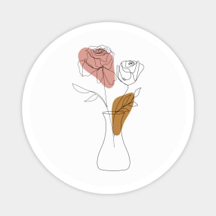 Botanical One Line Art Rose Flowers Magnet